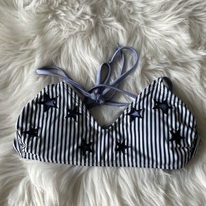 Xhilaration blue striped stars bikini top size Sm